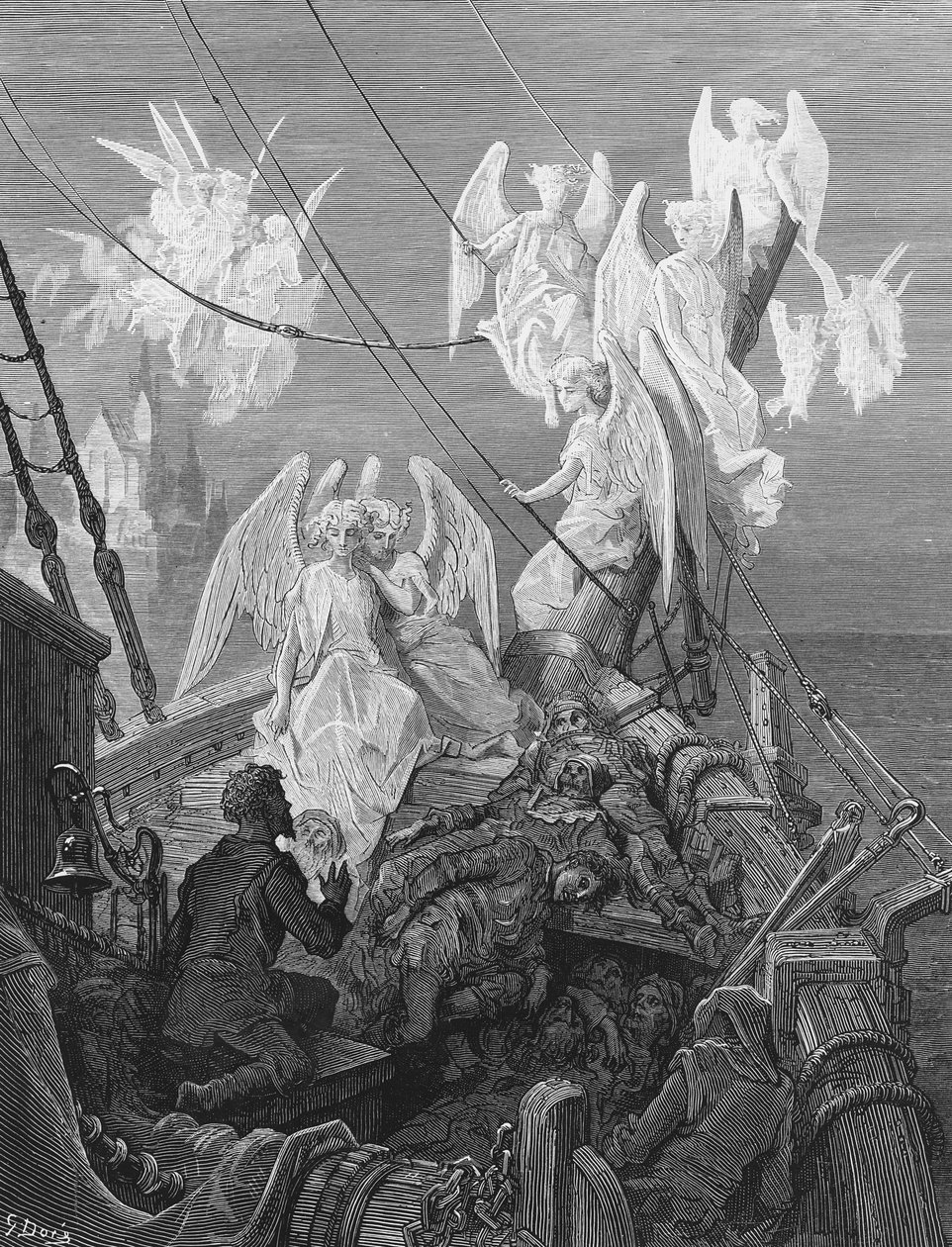 Sjømannen ser bandet av engleånder, scene fra 