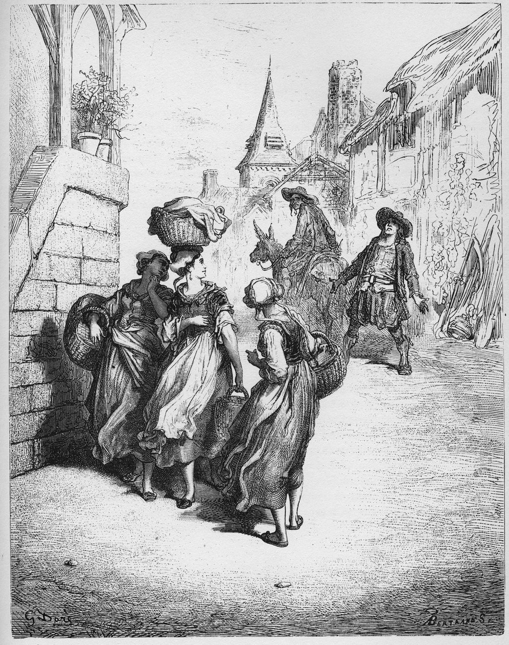 Mølleren, hans sønn og eselet - fra "Fables" av Jean de La Fontaine av Gustave Dore
