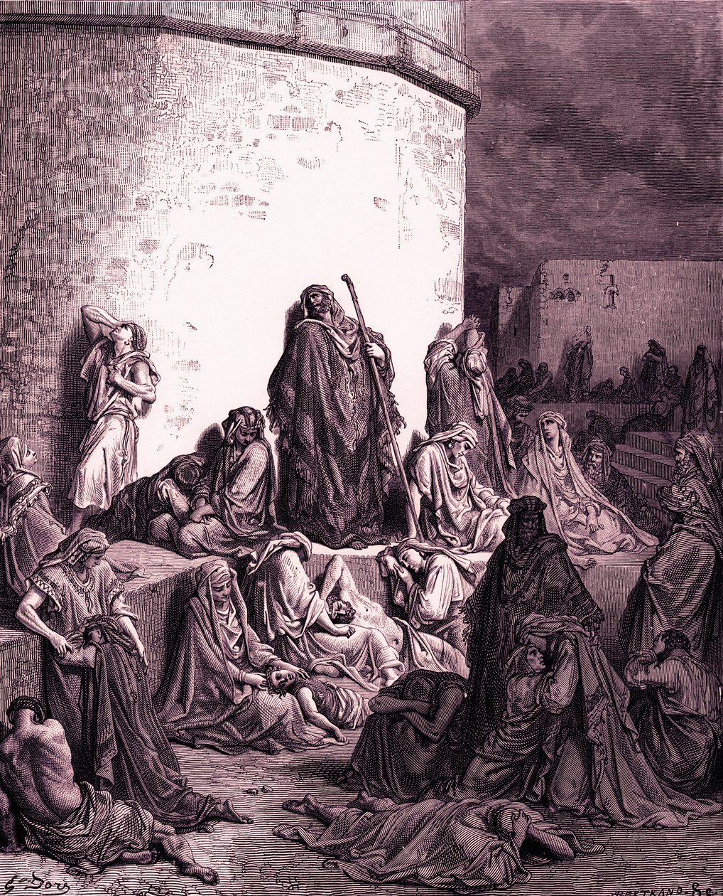 Folket sørger over Jerusalem, av Doré - Bibelen av Gustave Dore