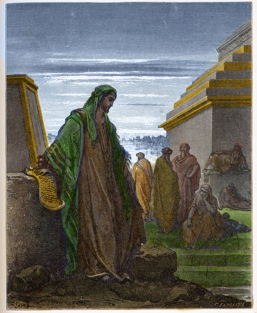 Profeten Daniel - - gravering i "The Bible illustree" av Gustave Dore (1832-1883) - Gravering fra "" The Dore Bible"" av Gustave Dore