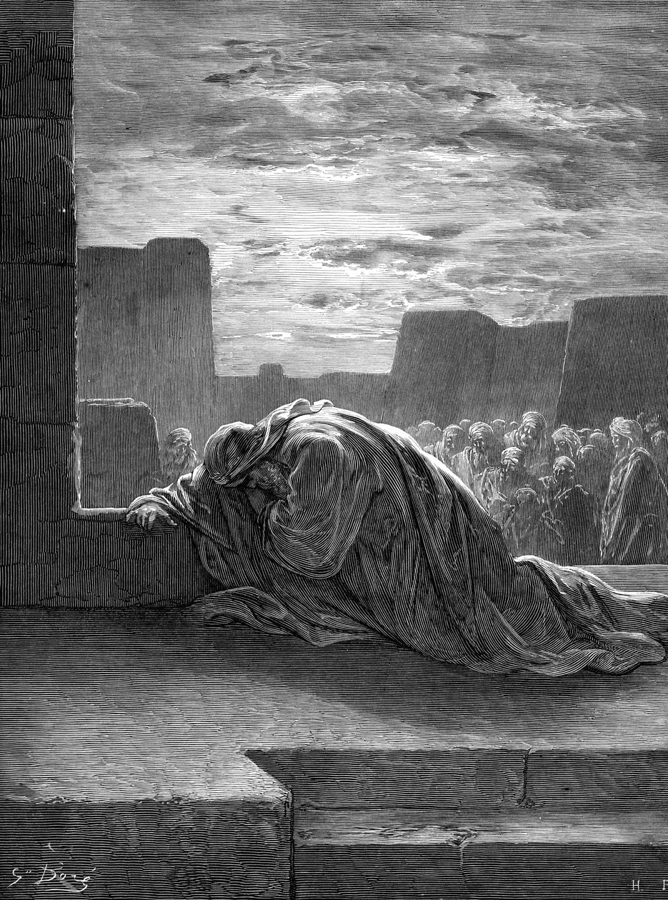 Profeten Ezra ber, av Gustave Doré. - Bibelen av Gustave Dore