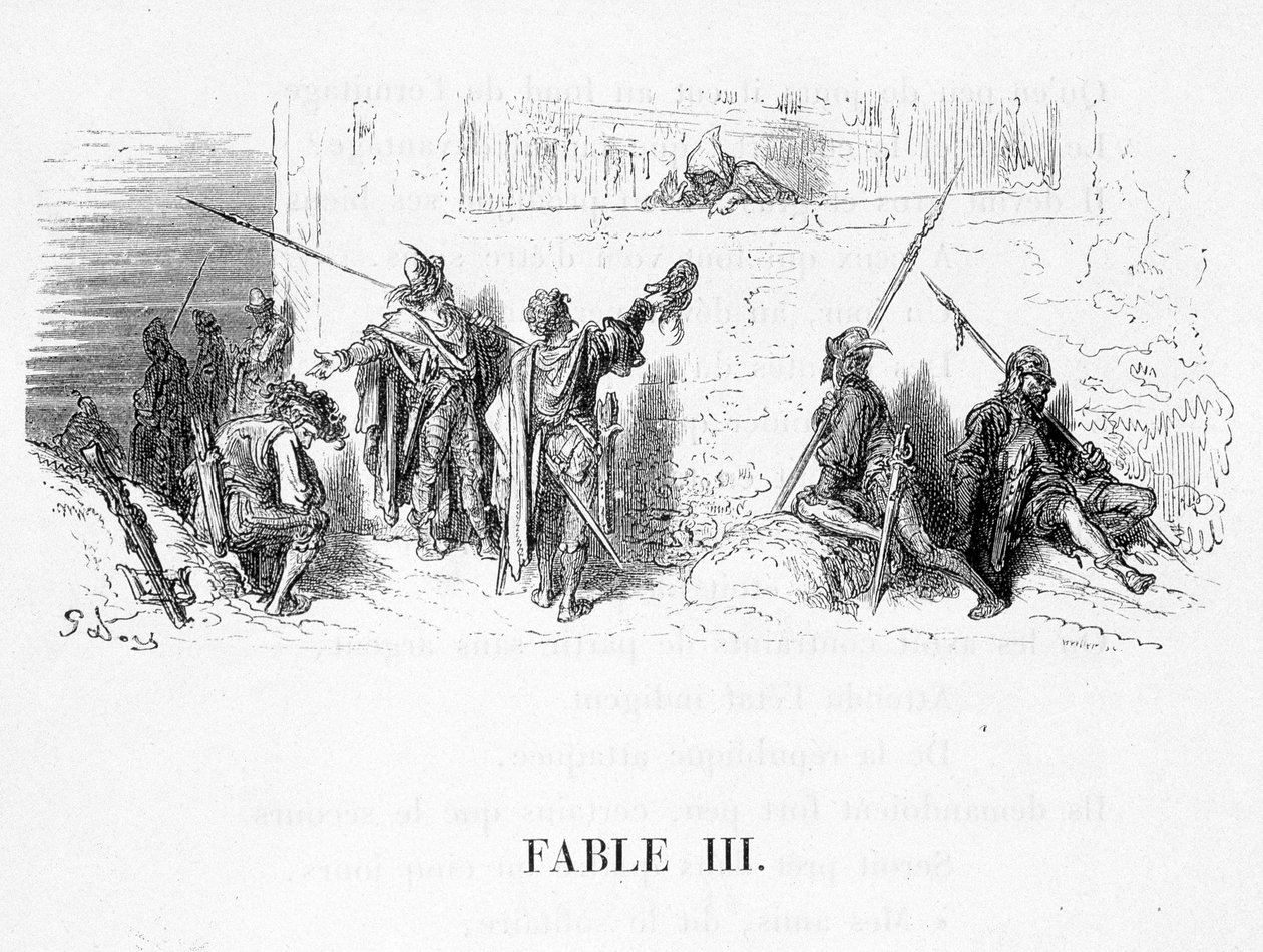 Rotta som trakk seg tilbake fra Verden i Jean de La Fontaines fabler. Illustrasjon av Gustave Doré. av Gustave Dore