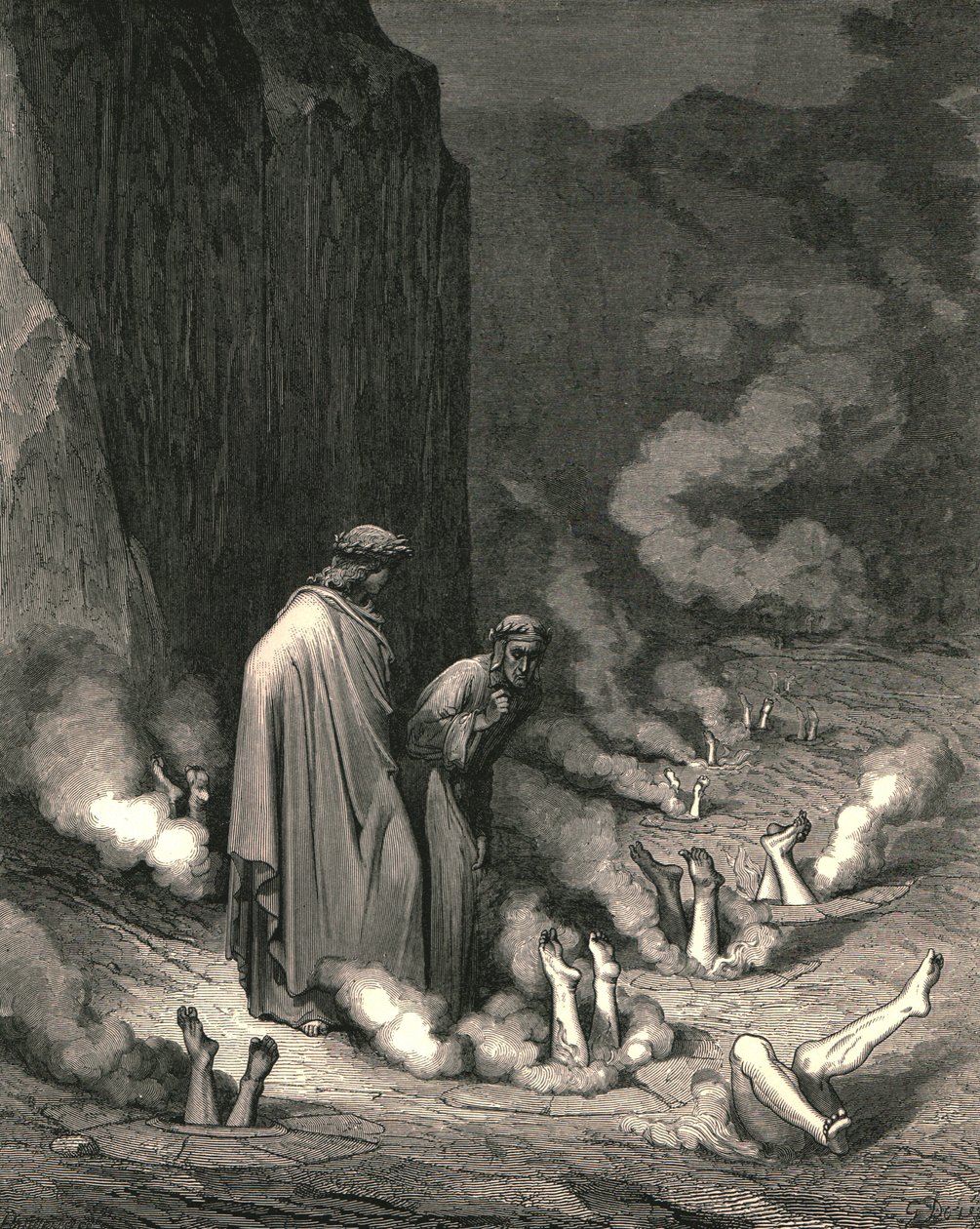 Der sto jeg liker munken, som forsvinner en stakkel for morddommen, c1890. av Gustave Dore