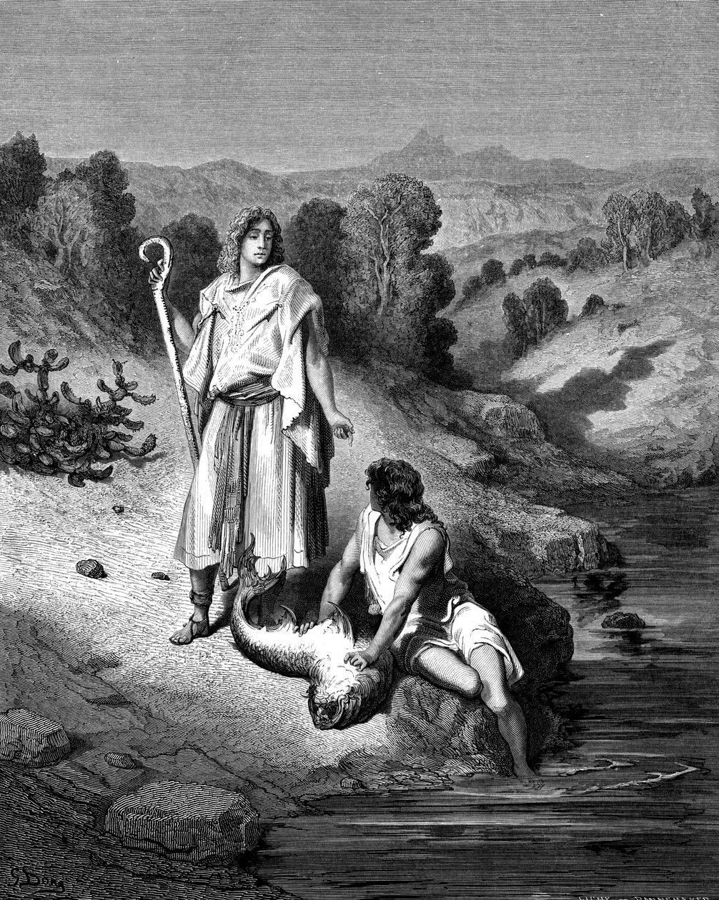 Tobias med erkeengelen Rafael, 1865-1866 av Gustave Dore