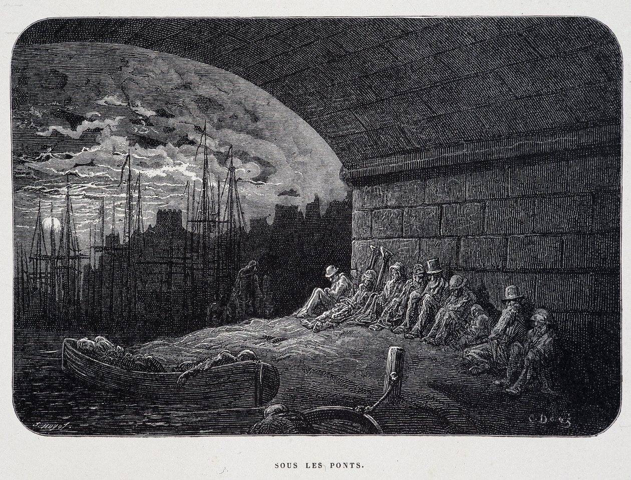 Tramp Under Bridges - i "London" av Gustave Doré av Gustave Dore