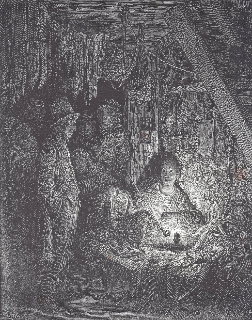 Viktoriansk opiumsrøykehule i London av Gustave Dore