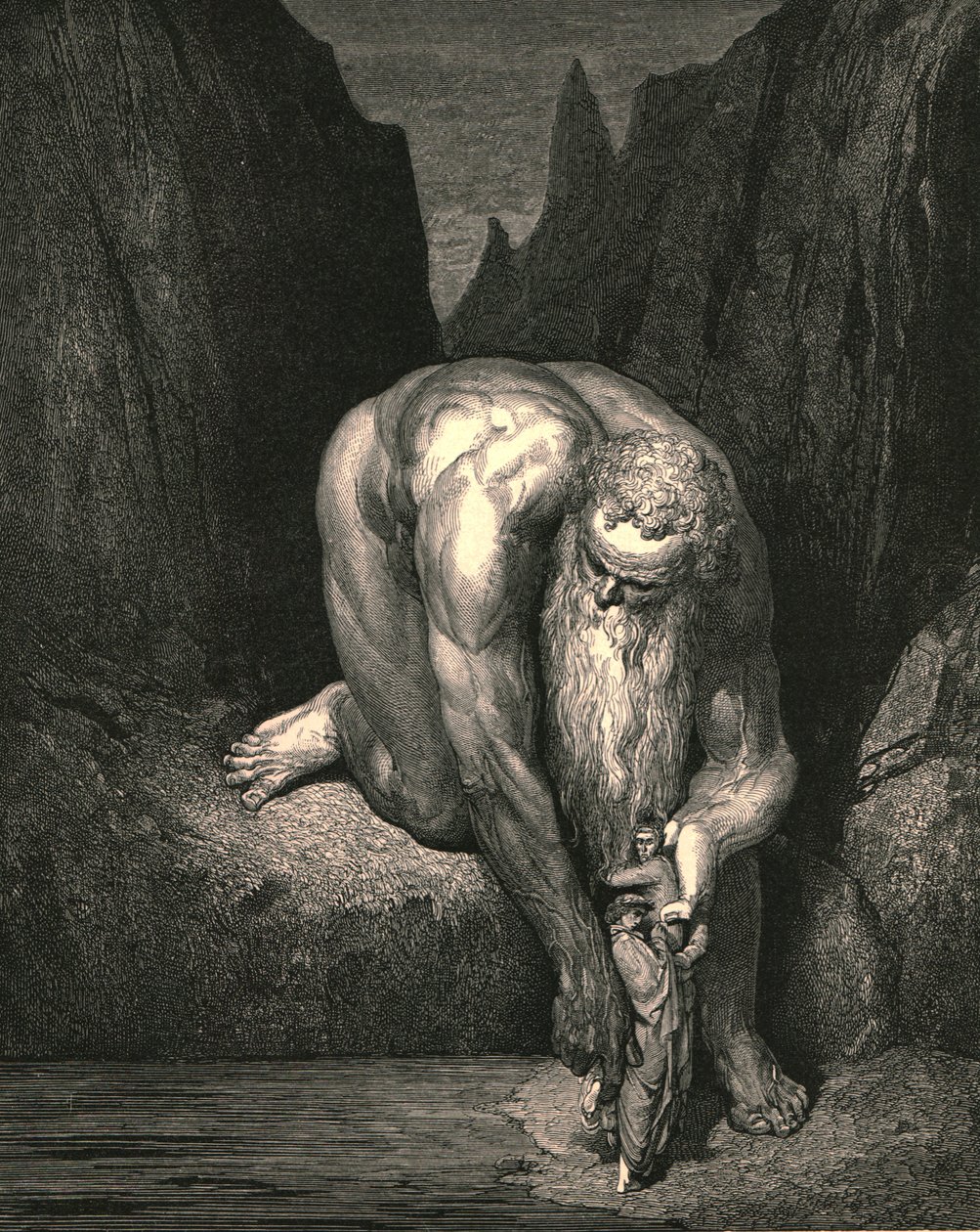 Likevel i avgrunnen, at Lucifer med Judas lave ingulver, lett plasserte han oss, c1890. av Gustave Dore