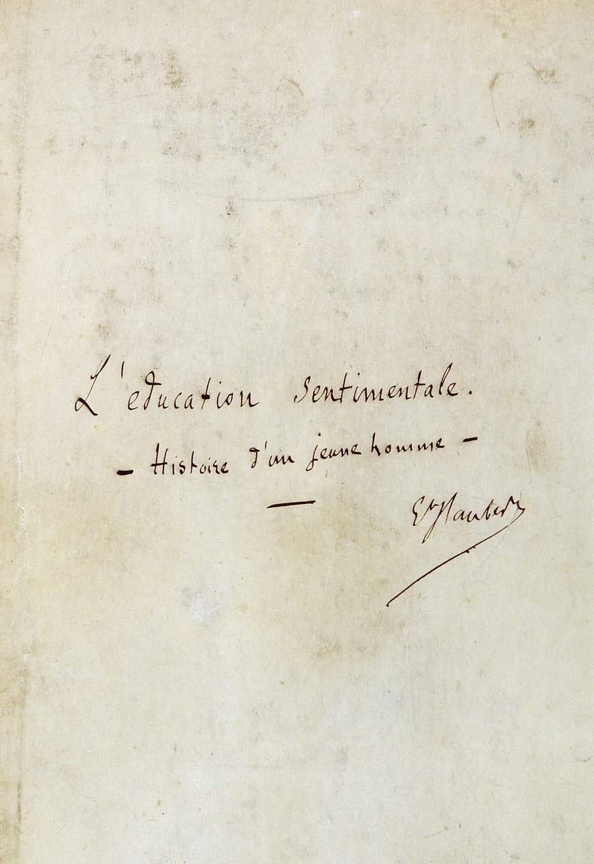 Sentimental utdanning (historie om en ung mann): første side av manuskriptet til Gustave Flauberts roman, forfatterens signatur - BHVP, Paris av Gustave Flaubert
