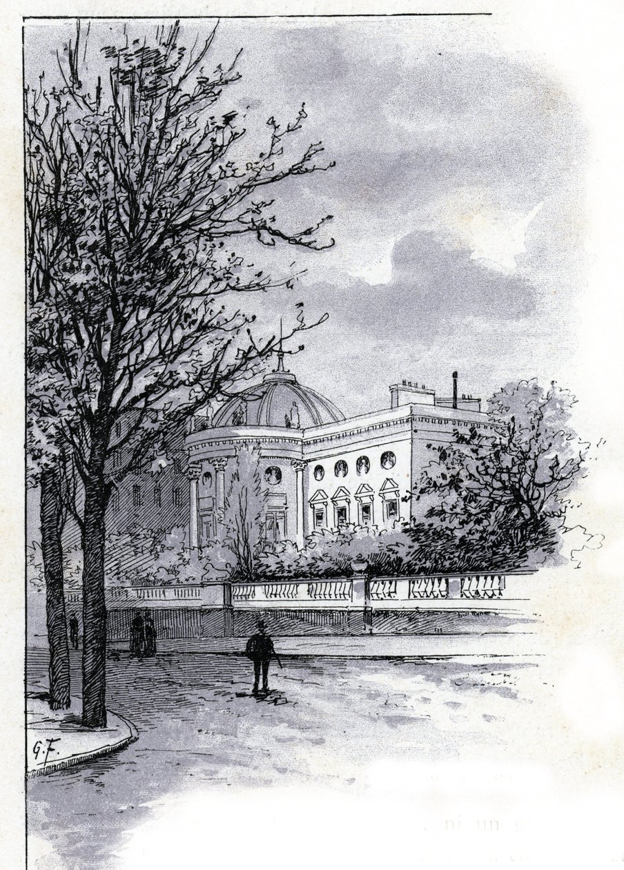 Utsikt over Palace of the Legion d'Honneur (Hotel de Salm) i Paris” (Utsikt over Palace of the Legion d'Honneur (Hotel de Salm) Paris) Tegning av Gustave Fraipont (1849-1923) fra Saint-Juirs av Gustave Fraipont