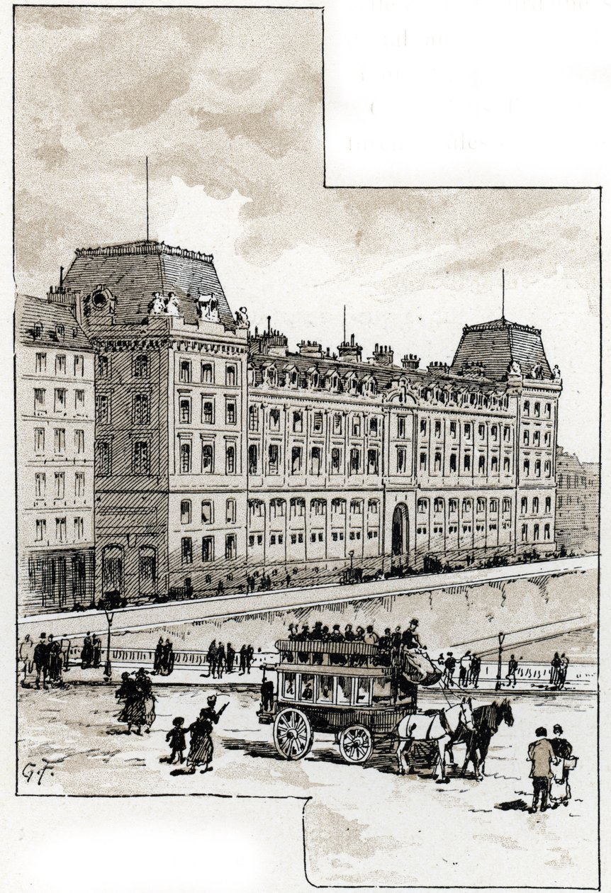 Utsikt over politiavdelingen på quai des golfevres, Paris Tegning av Gustave Fraipont (1849-1923) fra Saint-Juirs av Gustave Fraipont