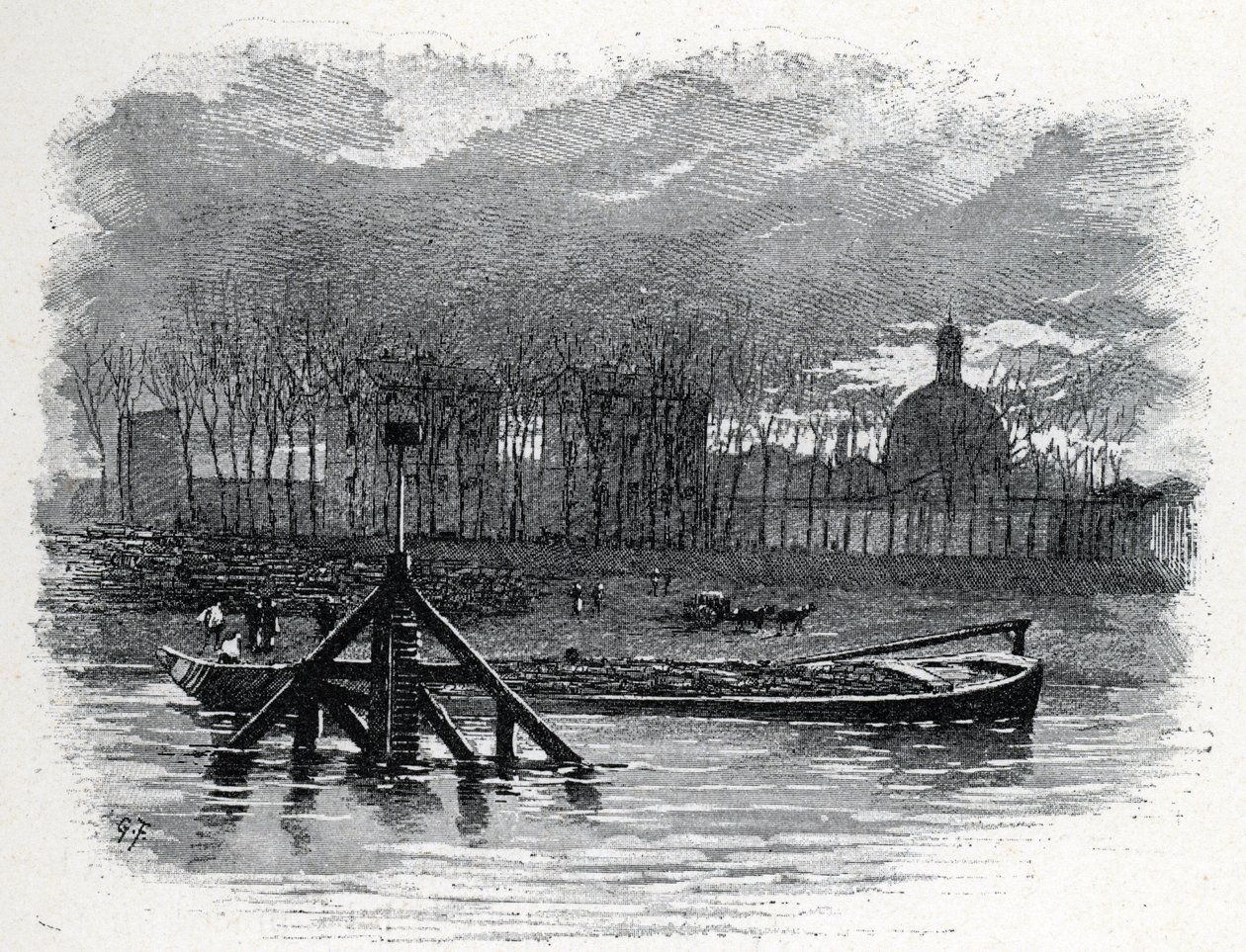 Utsikt over vannkranen til quai d'Austerlitz og Salpetriere av Gustave Fraipont