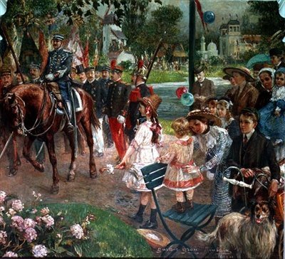 Marsjen forbi til utstillingen i Roubaix, 1907 (veggmaleri) av Gustave Grau