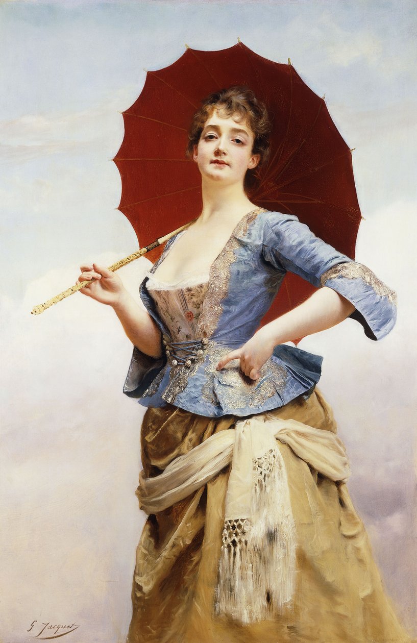En dame med en parasoll, av Gustave Jacquet