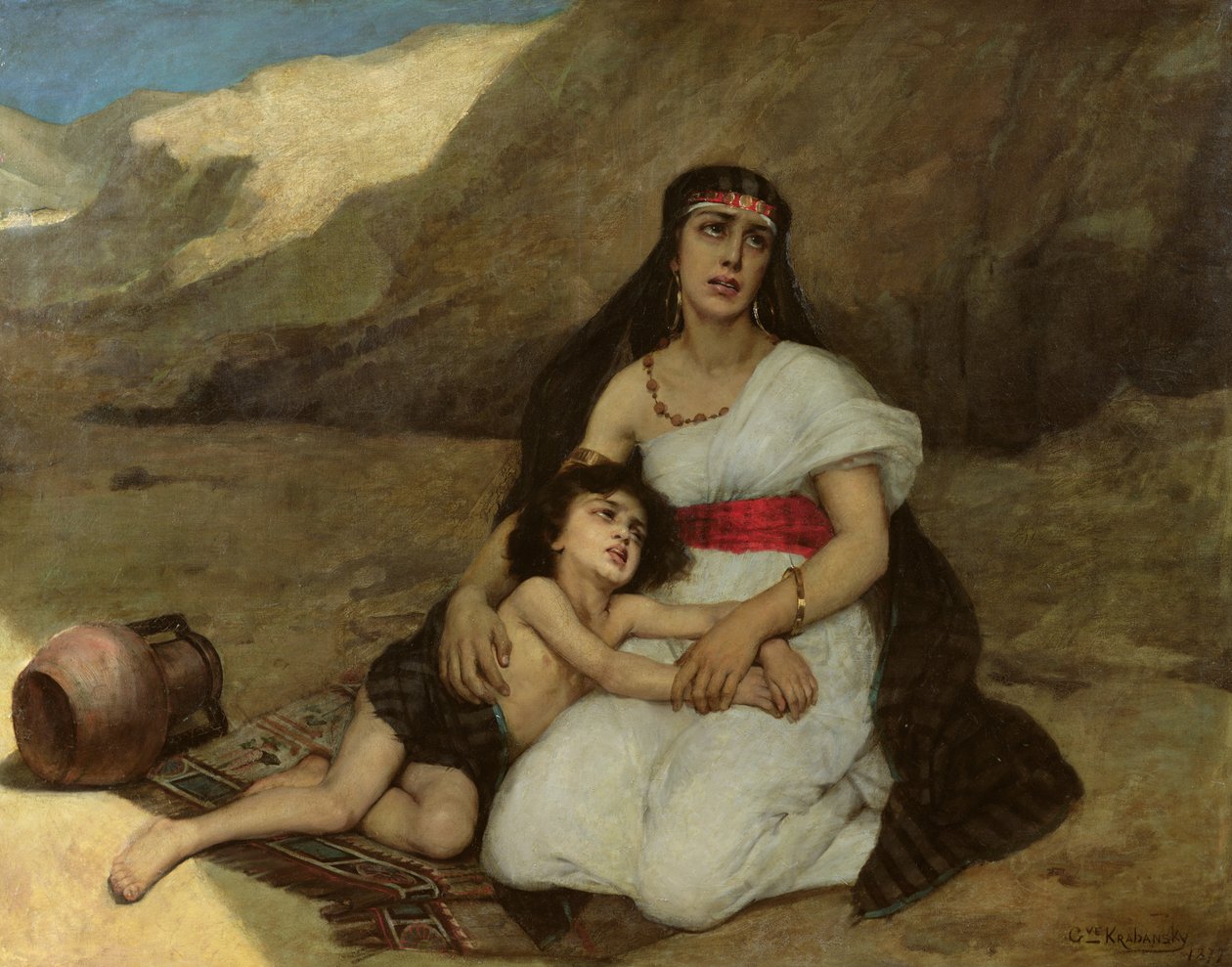 Arabisk kvinne og hennes barn, 1877 av Gustave Krabansky
