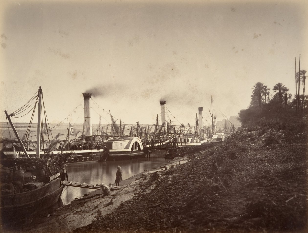 Fest av S. A. Ismaïl Pasha om bord på båtene til LL. Til A. les princes, januar 1867, 1867. av Gustave Le Gray
