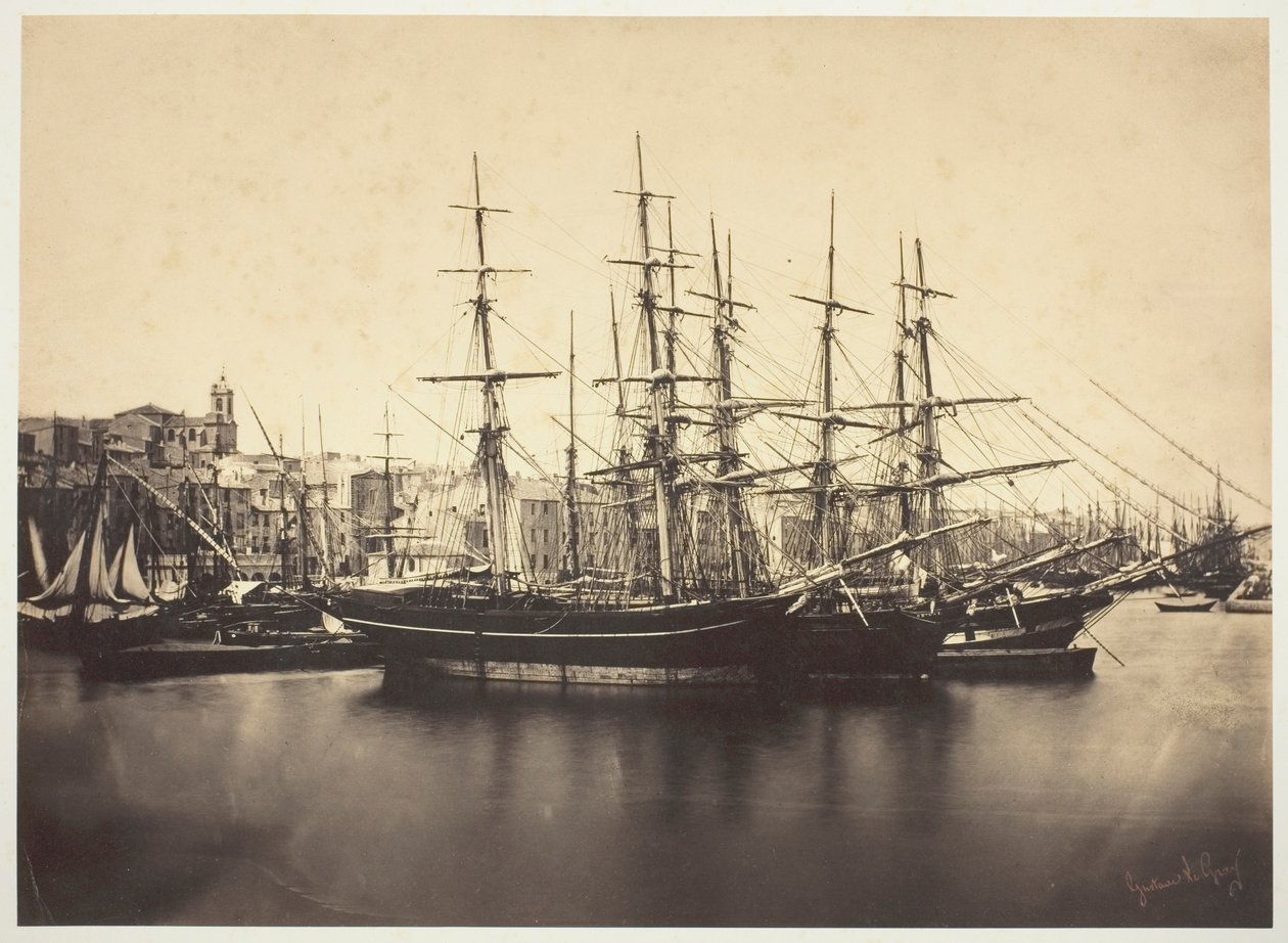 Skip i havnen ved Sète av Gustave Le Gray