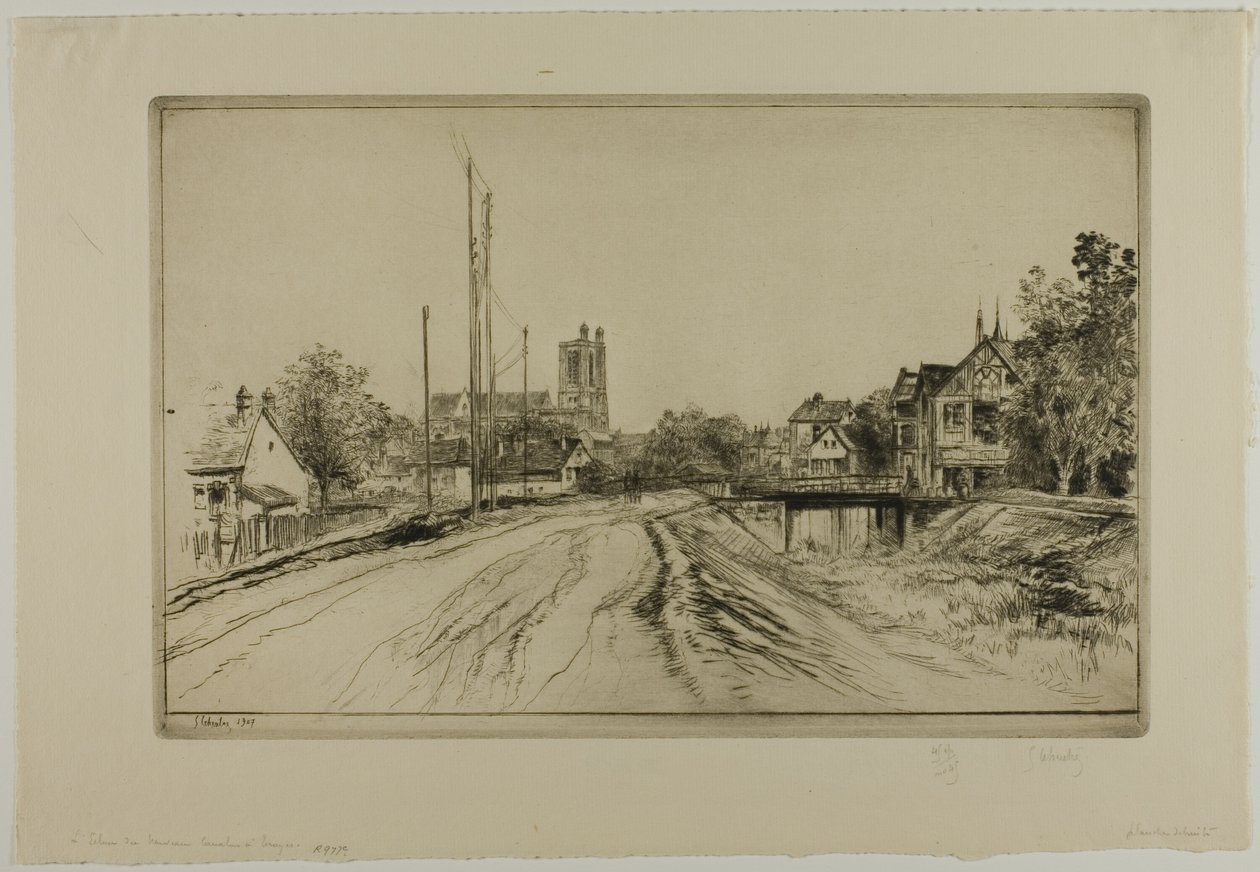 Slusen til den nye kanalen, Troyes av Gustave Leheutre
