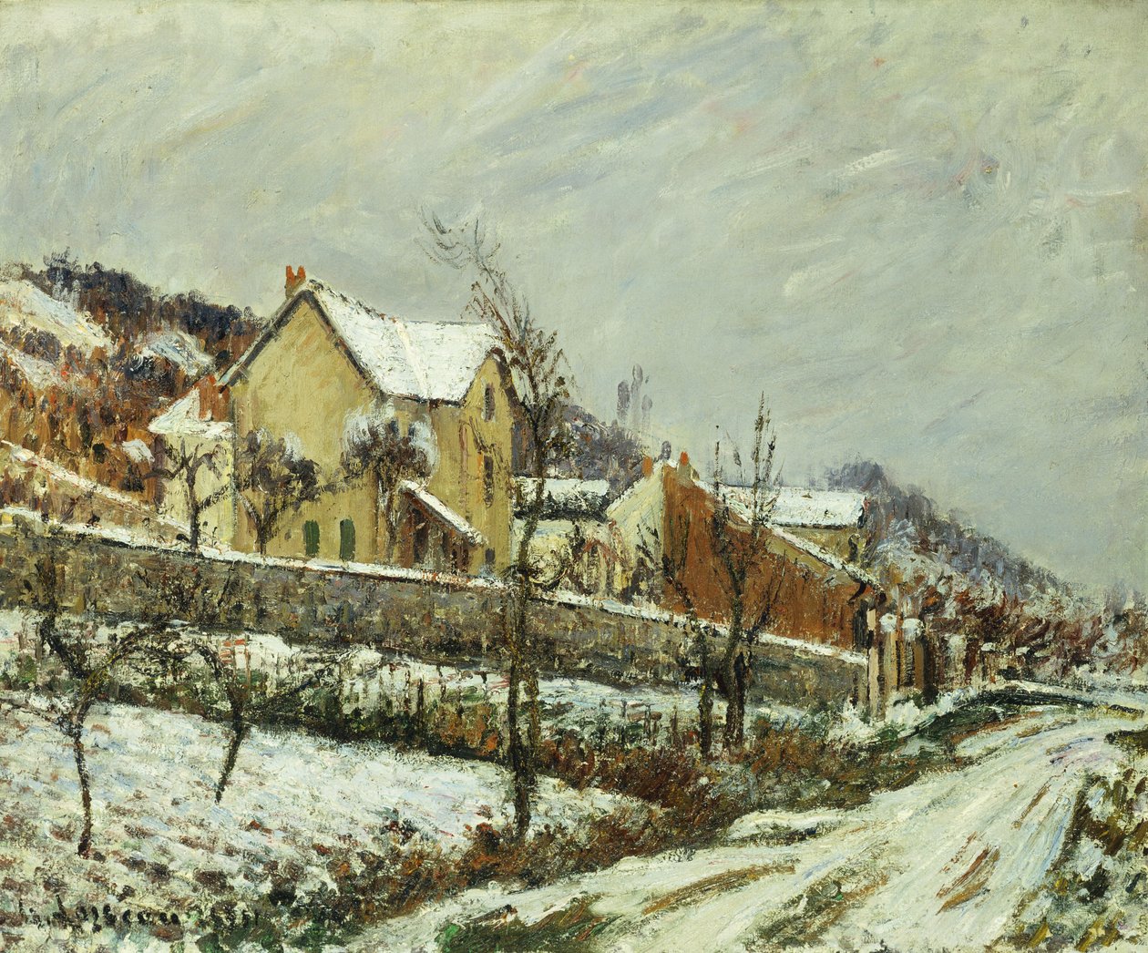 Landsby i snøen; Landsby i snøen, 1911 av Gustave Loiseau