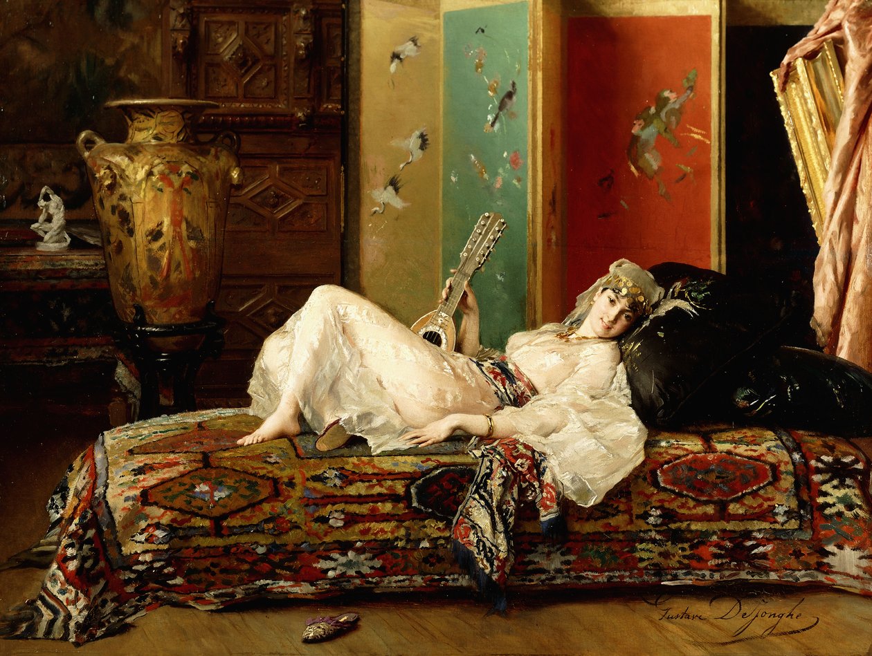 En tilbakelent Odalisque, av Gustave Léonard de Jonghe