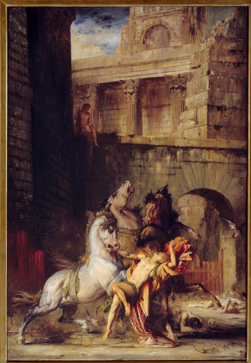 Diomede Devore by His Horses Maleri av Gustave Moreau (1826-1898) 1865 Søn. 1,38x0,84 m Rouen, Musee des Beaux Arts av Gustave Moreau