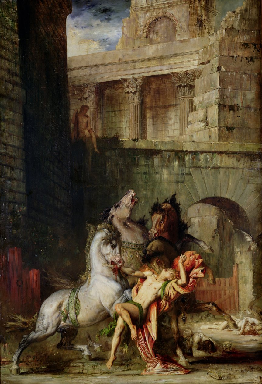 Diomedes blir spist av hestene sine, 1865 av Gustave Moreau
