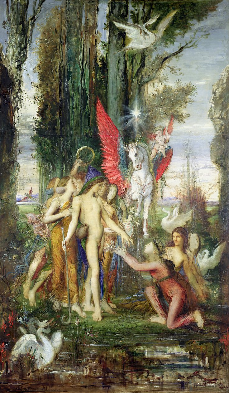 Hesiod (ca. 700 f.Kr.) og musene av Gustave Moreau
