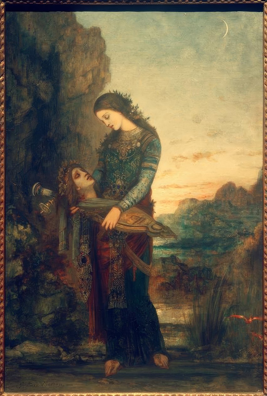 Ung thraker med hodet til Orfeus av Gustave Moreau