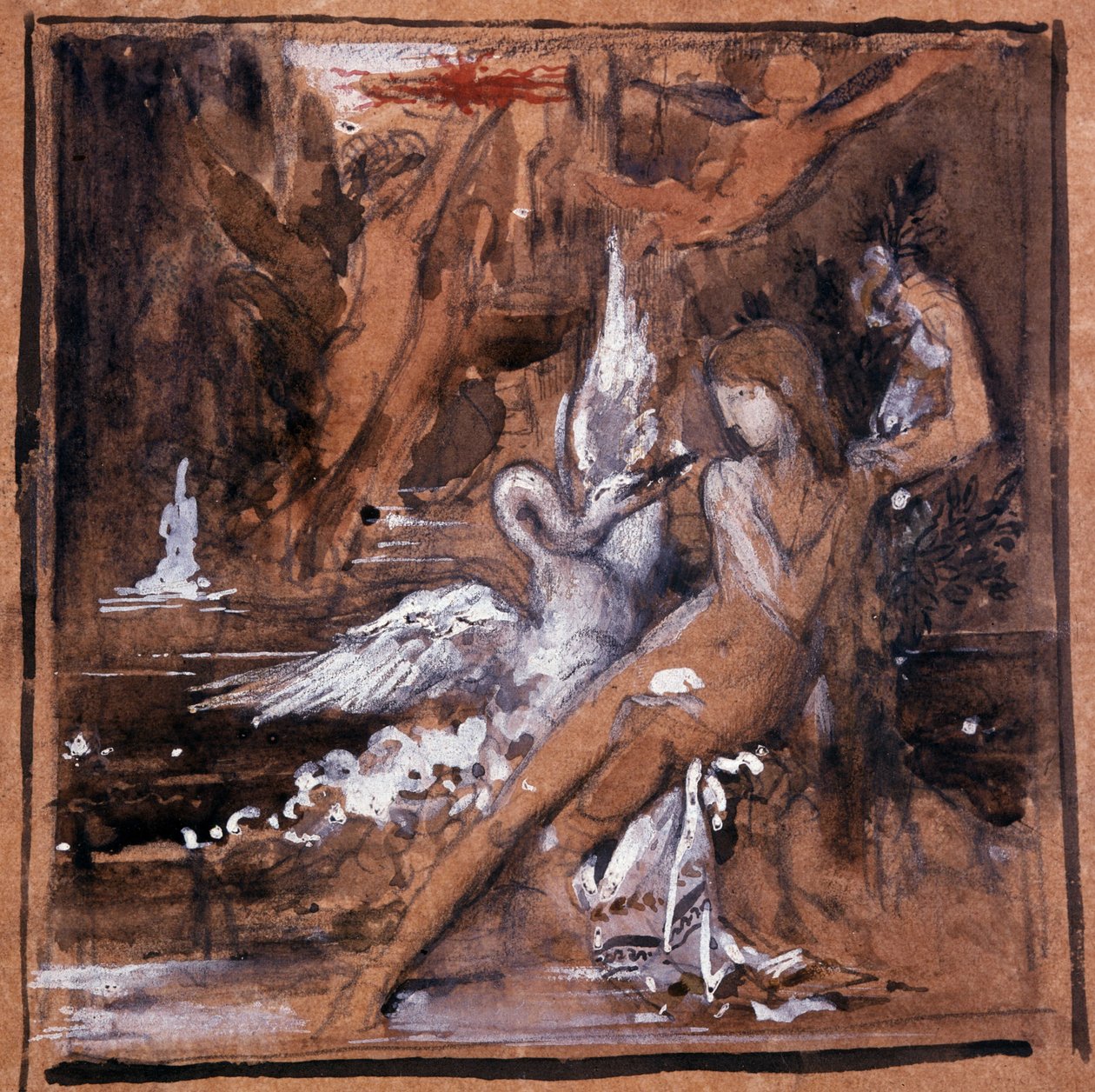 Leda og Svanen. Tegning av Gustave Moreau (1826-1898). av Gustave Moreau