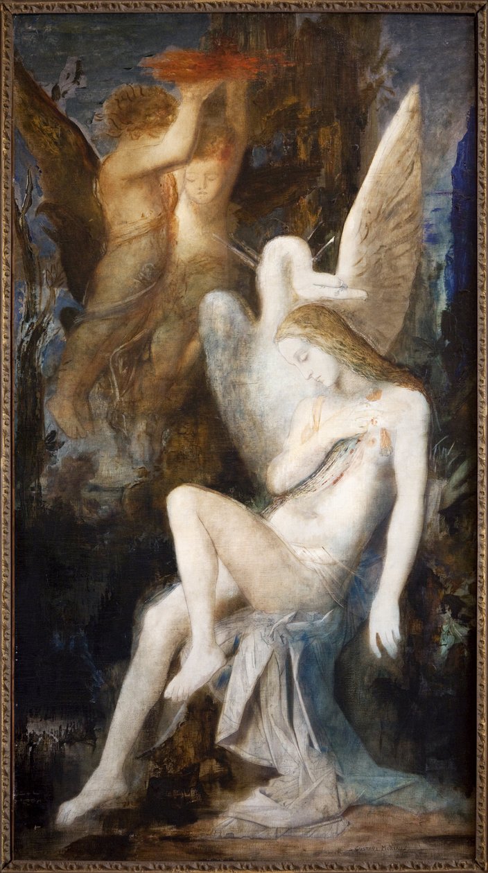 Leda og svanen (olje på lerret) av Gustave Moreau