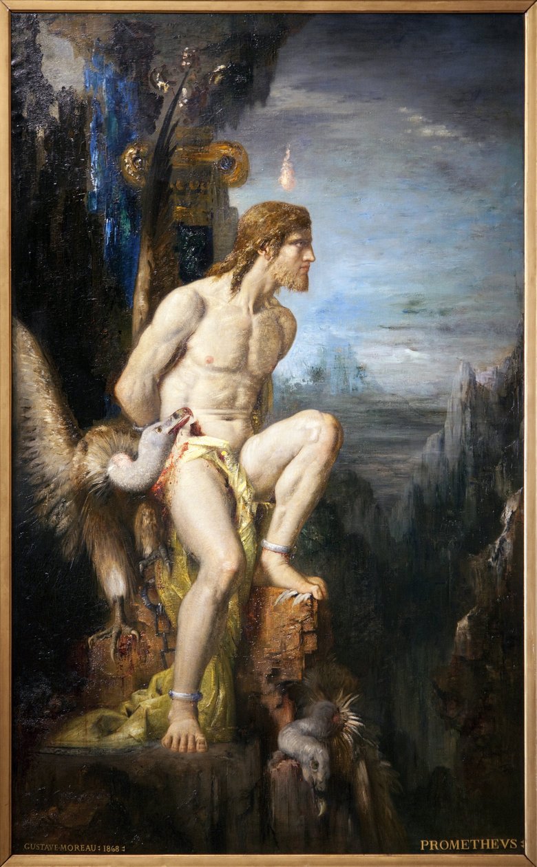 Promethee. Oljemaleri på lerret av Gustave Moreau (1826-1898). Fotografi, KIM Youngtae, Paris, Musee Gustave Moreau. av Gustave Moreau