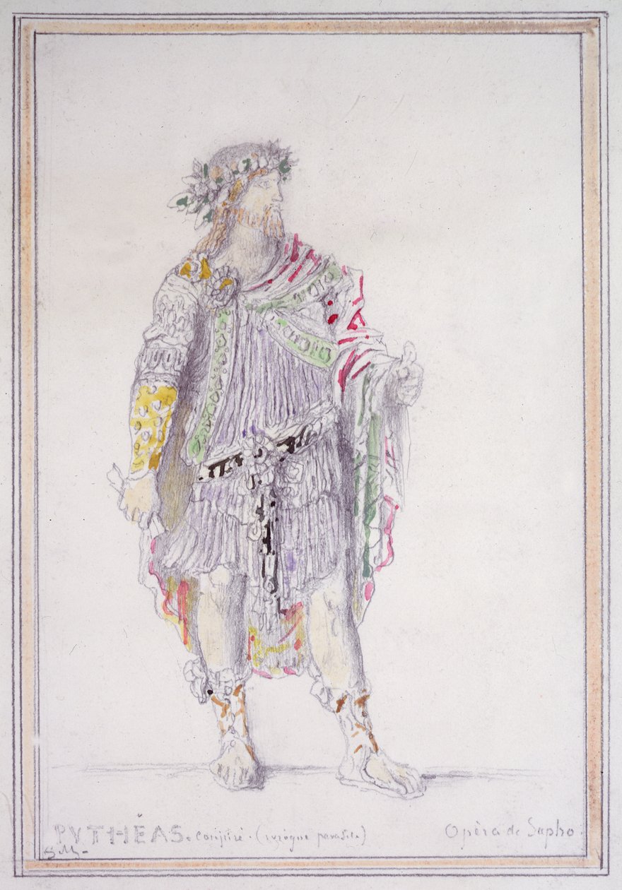 Pythéas, konspirator og full parasitt, karakter fra Opèra de Sapho (blyant med akvarell og gouache på papir) av Gustave Moreau