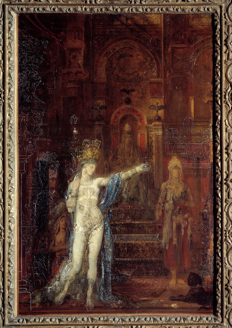 Salome tatovering. Salome danser i salen til Herodes fest. Herode som sitter på en høy trone er fascinert av magikerens skjønnhet. Maleri av Gustave Moreau (1826-1898) av Gustave Moreau