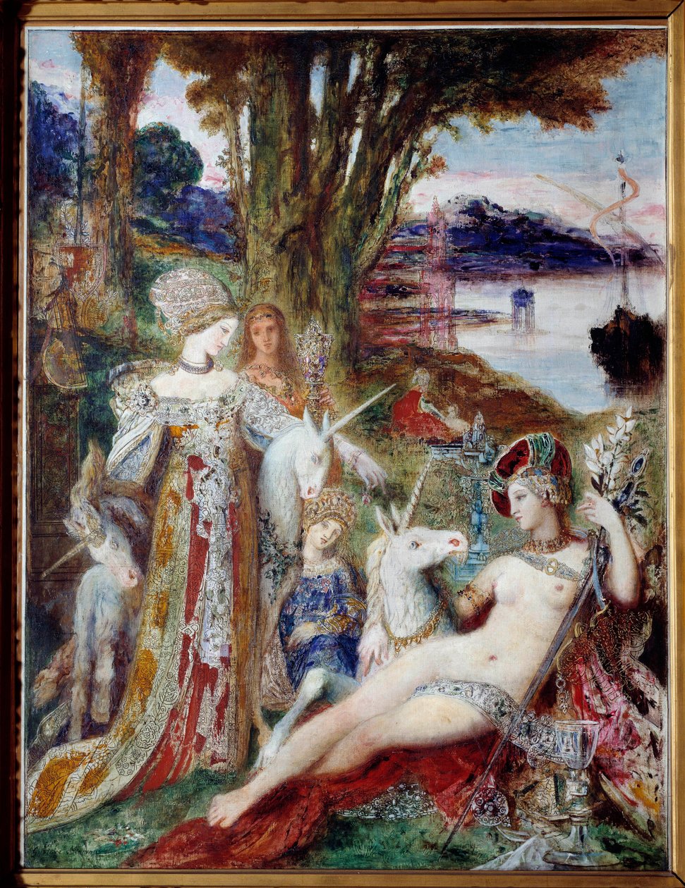 Enhjørningene maleri av Gustave Moreau (1826-1898) 1885, olje på lerret av Gustave Moreau