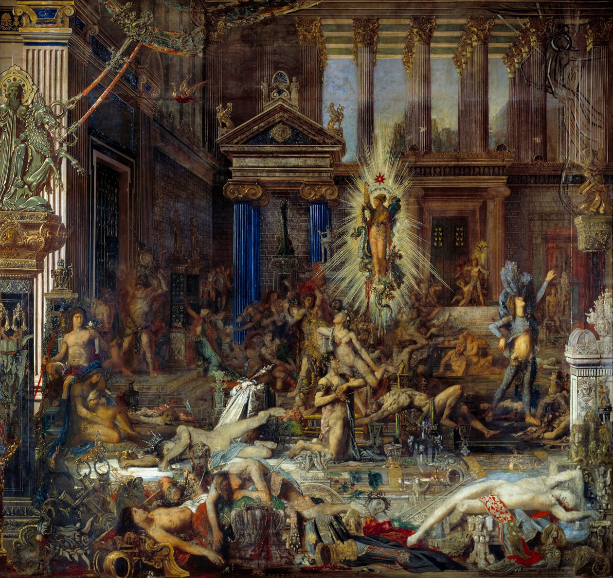 Pretendantene resit av Homere Odyssee som forteller om massakren på penelope-pretendentene da Ulysses kom tilbake. Maleri av Gustave Moreau (1826-1898) 1858 Paris, Musee Gustave Moreau av Gustave Moreau