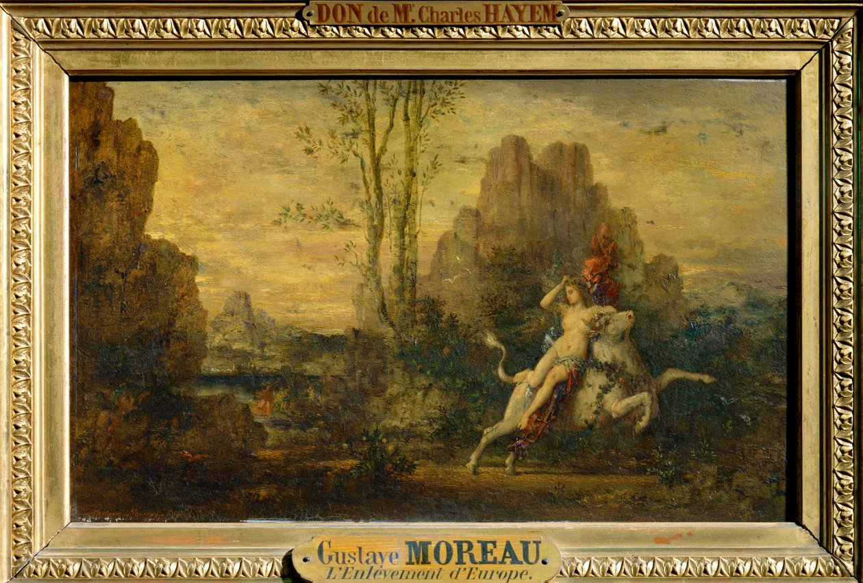 Voldtekten av Europa (maleri på tre) av Gustave Moreau