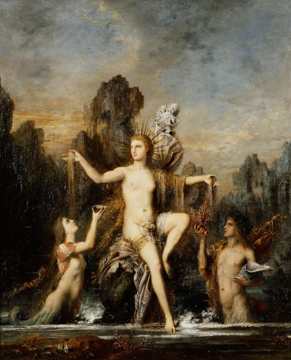 Venus stiger opp fra havet; Venus kommer ut av bølgen, 1866 av Gustave Moreau
