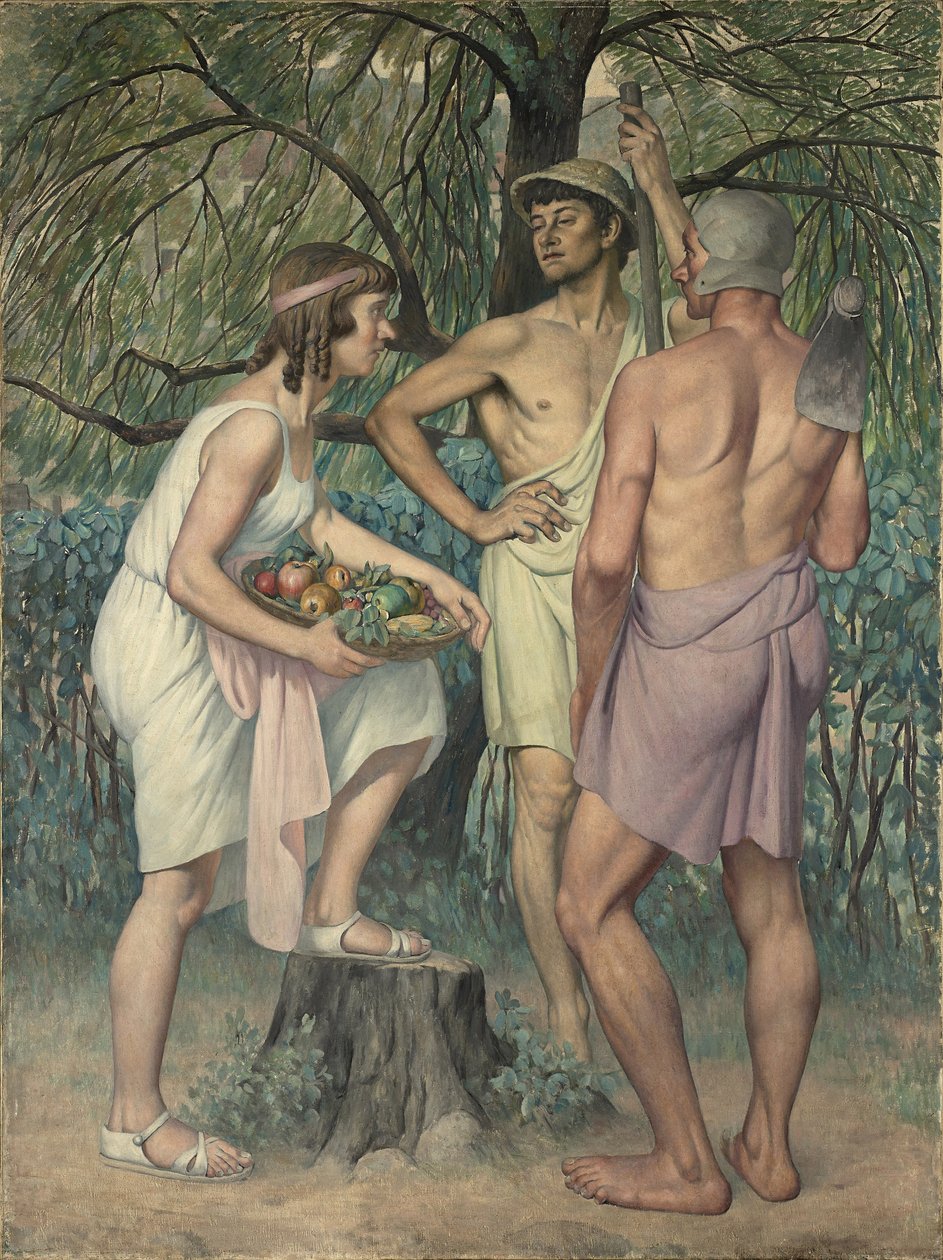 Tilbakeføring av feltene (triptyk, lateral del) av Gustave Pierre