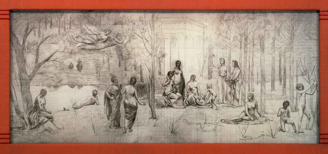 Art Nouveau-ramme for Pierre Puvis de Chavannes (1824-1898) tegning, av Gustave Serrurier-Bovy (1858-1910), Frankrike av Gustave Serrurier Bovy