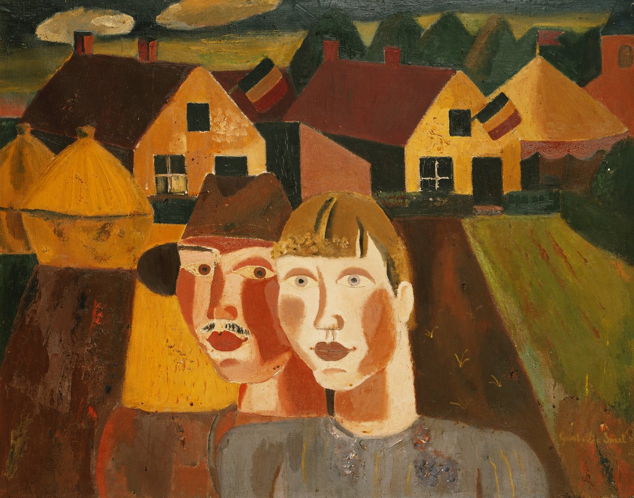Et par i en landsby; Le Couple au Village av Gustave de Smet