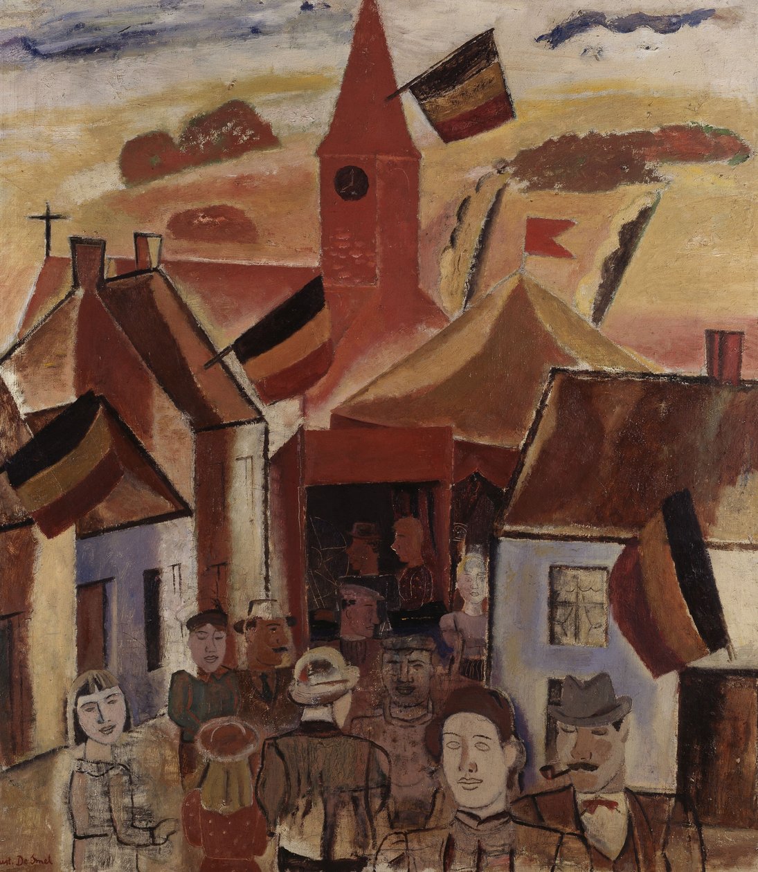 Landsbymarked, ca. 1930 (olje på lerret) av Gustave de Smet