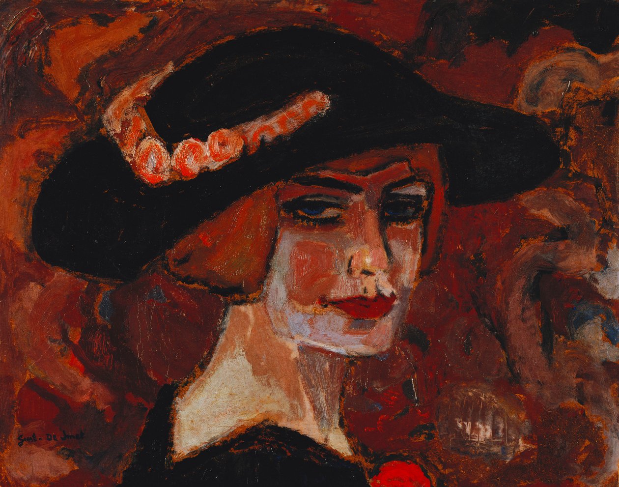 Ung kvinne med hatt; Ung jente i hatt av Gustave de Smet