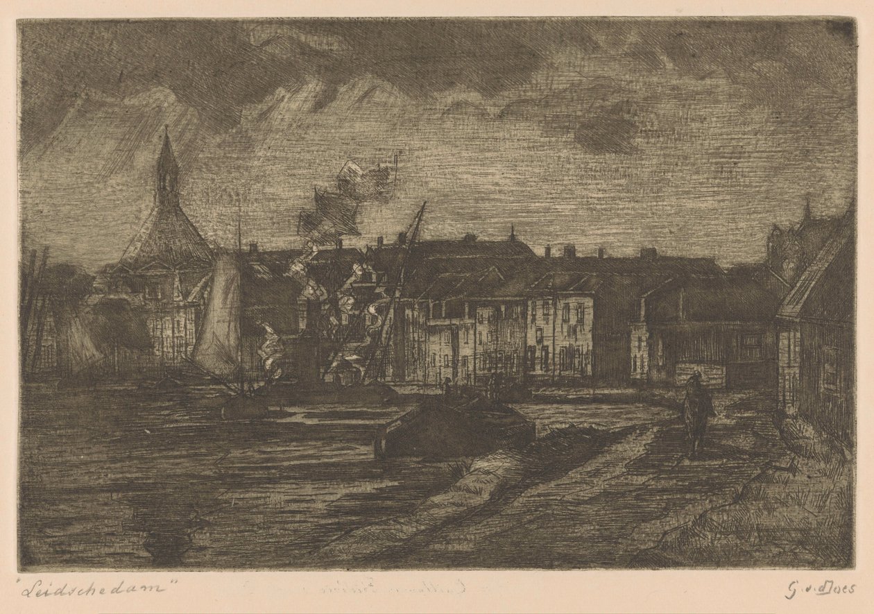 Leidschendam (original tittel på objekt) av Gustave van der Does (signed by artist)