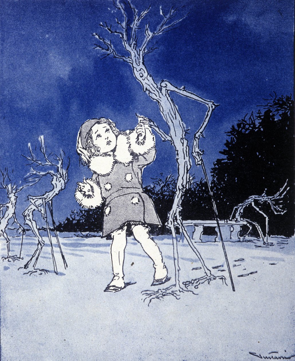 Illustrasjon for «La storia di Peter Pan», fabel av James Matthew Barrie (JM eller J.M. Barrie av Gustavo Gustavino Rosso
