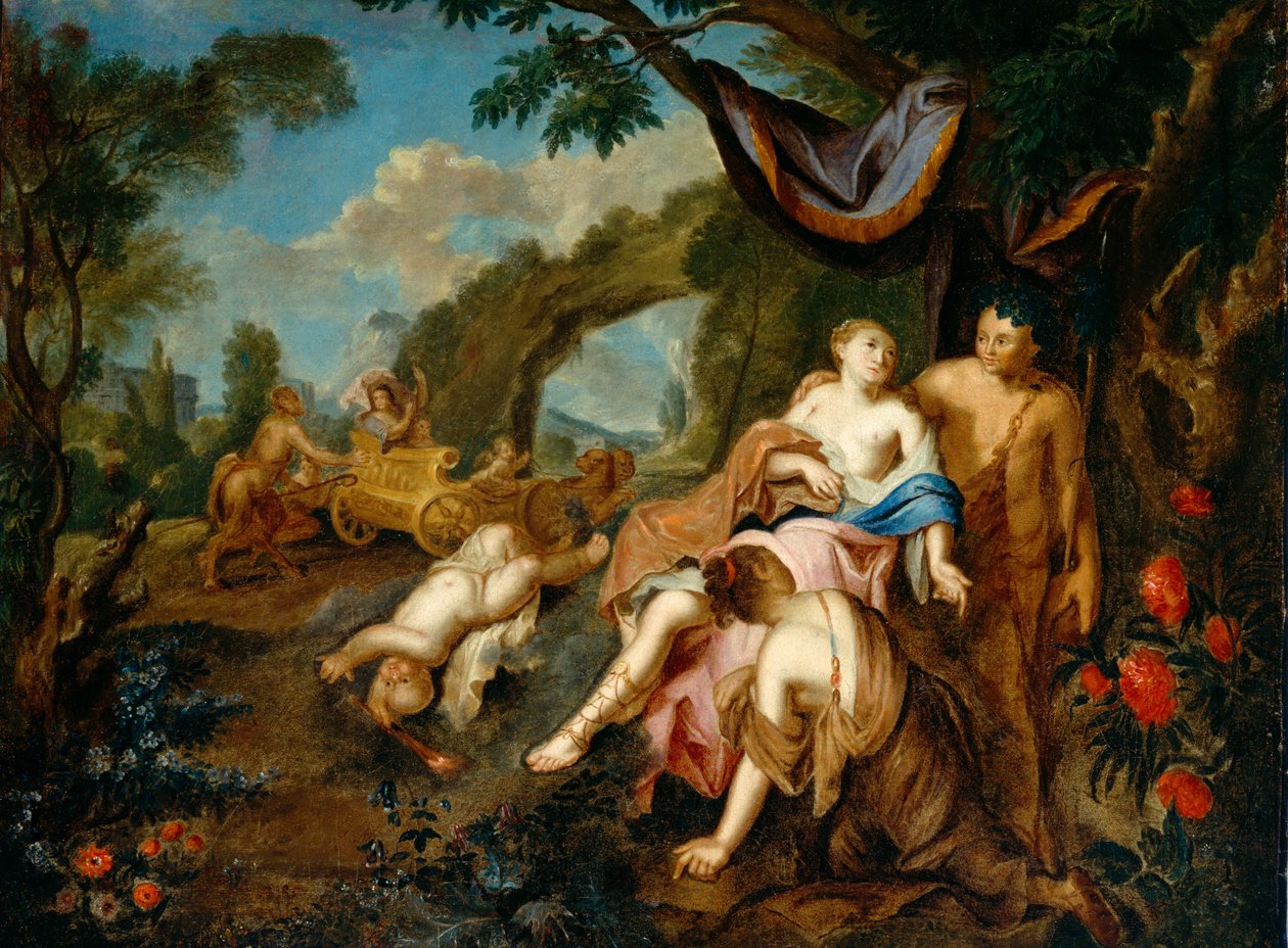 Bacchus og Ariadne, ca. 1725 av Gustavus Hesselius