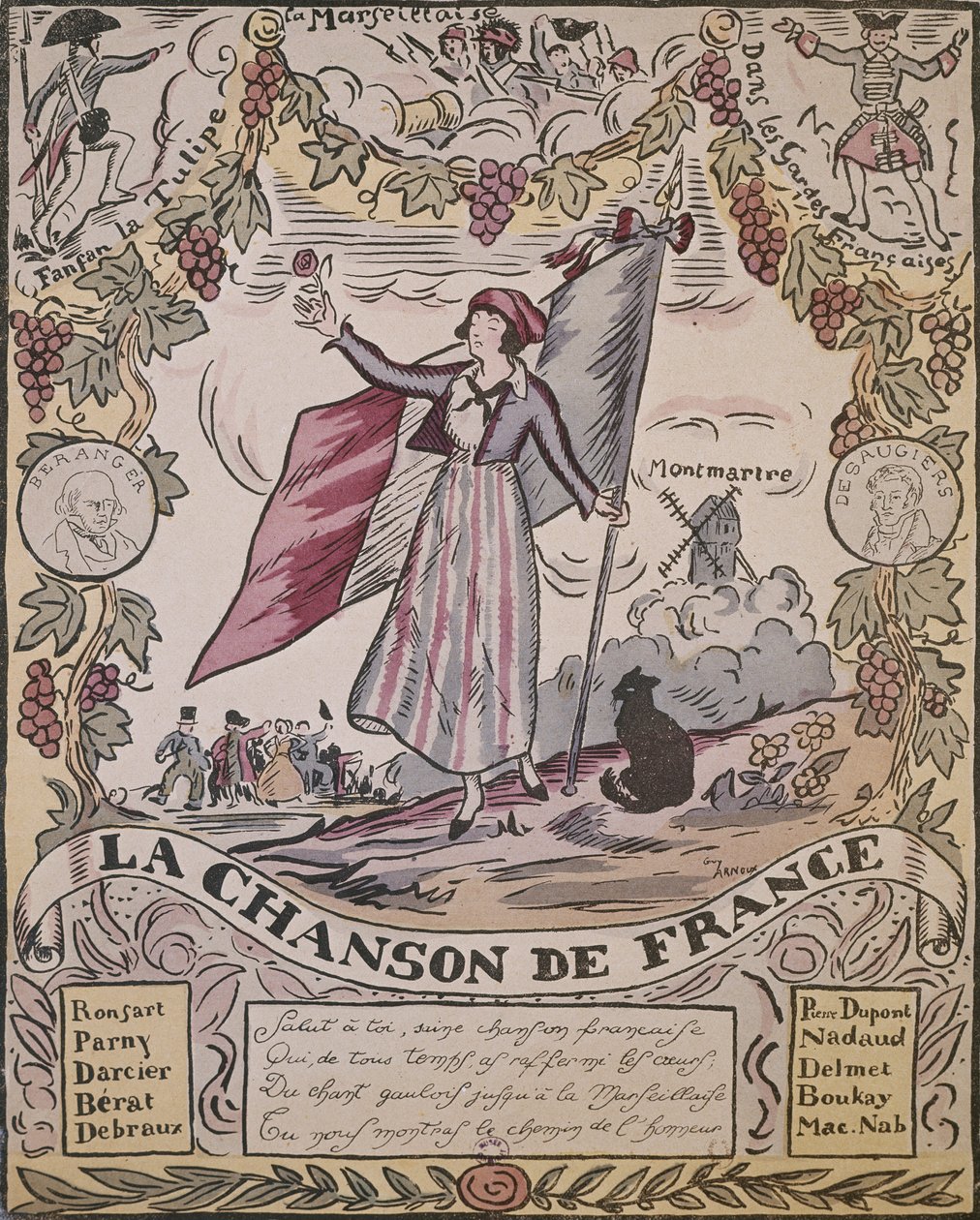 Allegory of French Song (farge litho) av Guy Arnoux