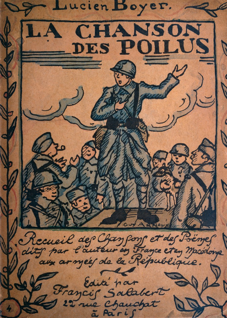 The Song of the Poilus, en samling av sanger og dikt skrevet og sunget av Lucien Boyer i Armies of the Republic, utgitt av Francis Salabert, Paris (fargebilder) av Guy Arnoux