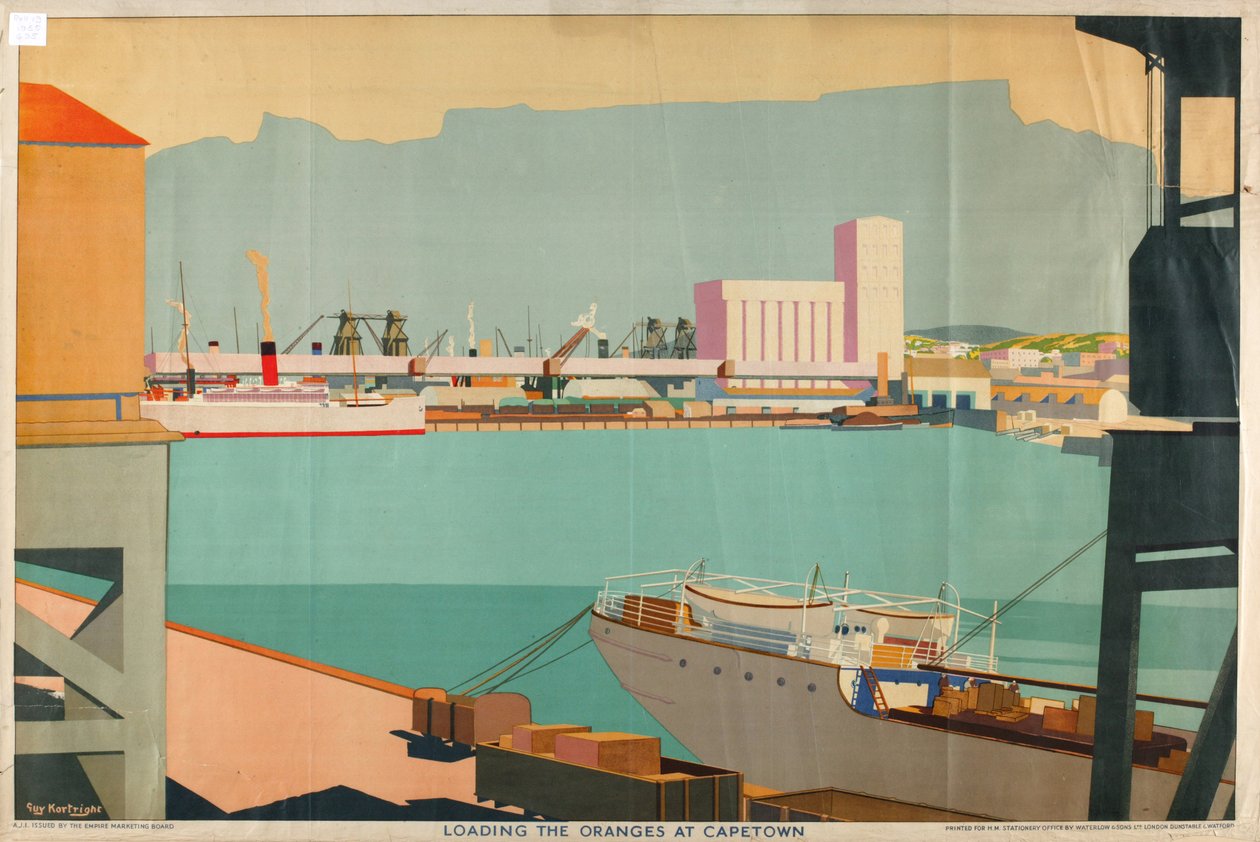Laster appelsinene i Cape Town, fra serien 'Summer's Oranges from South Africa' (farge litho) av Guy Kortright