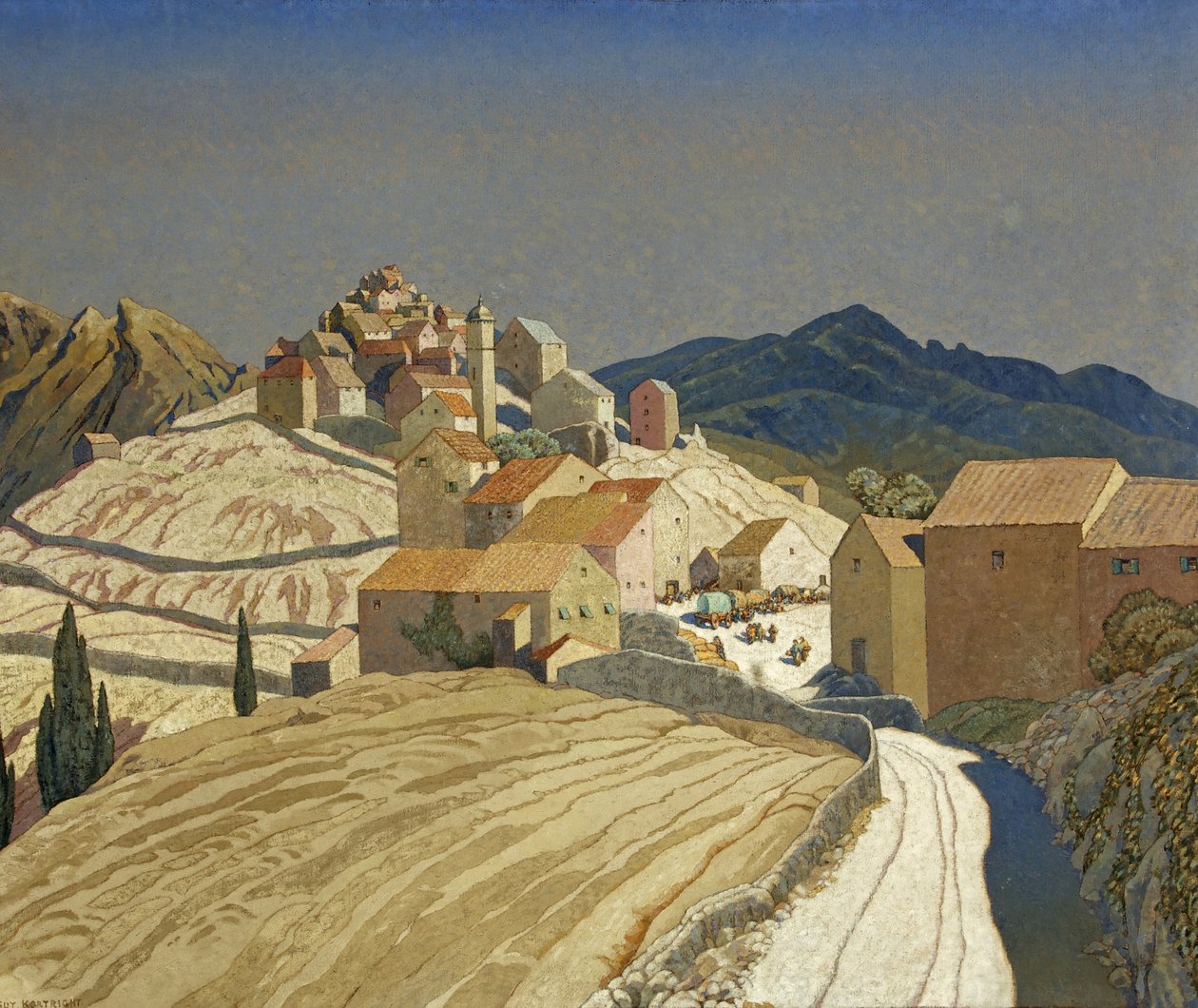 St Pierre på Korsika, ca. 1933 (olje på lerret) av Guy Kortright