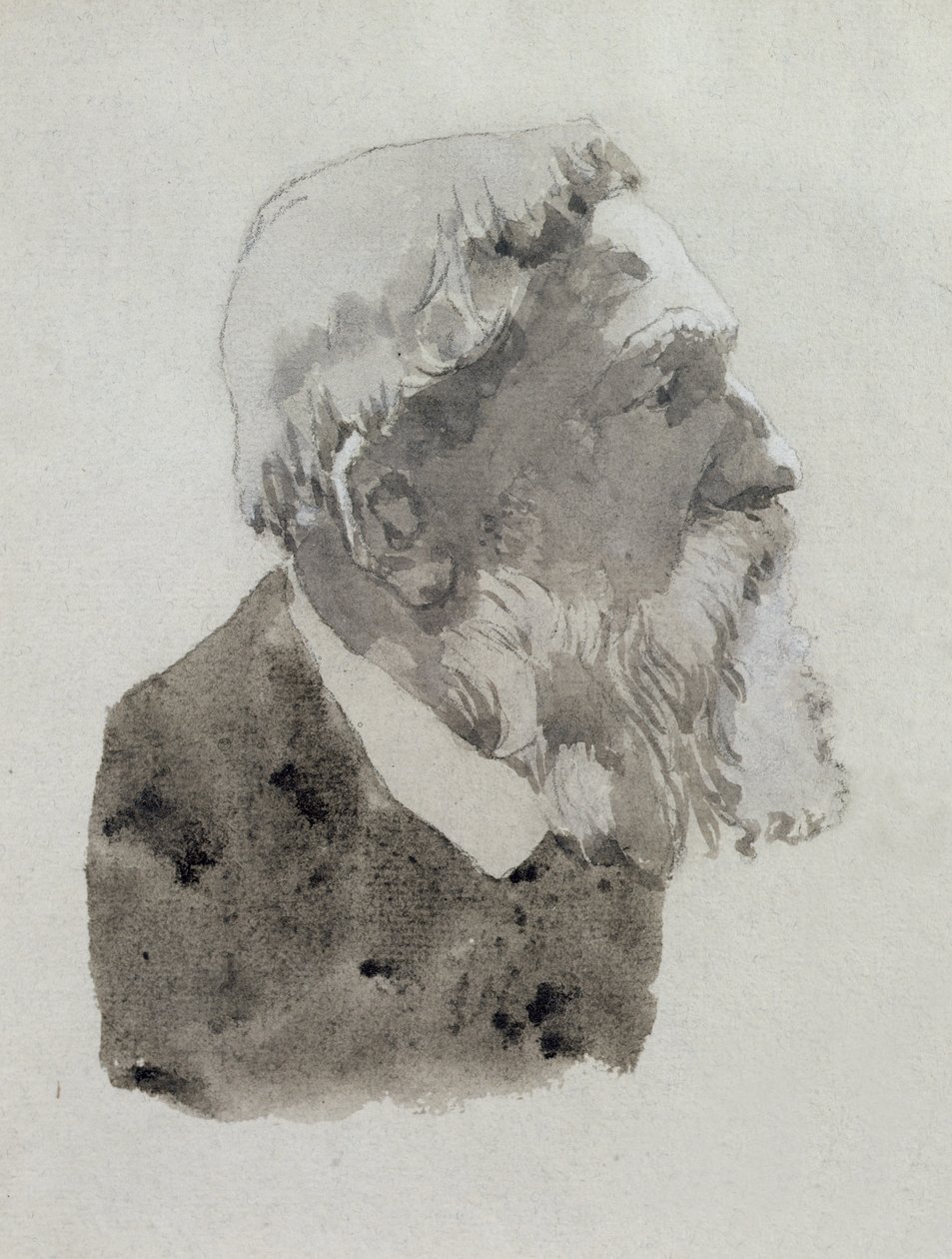 Portrettstudie av Auguste Rodin (wc og blyant på papir) av Gwen John