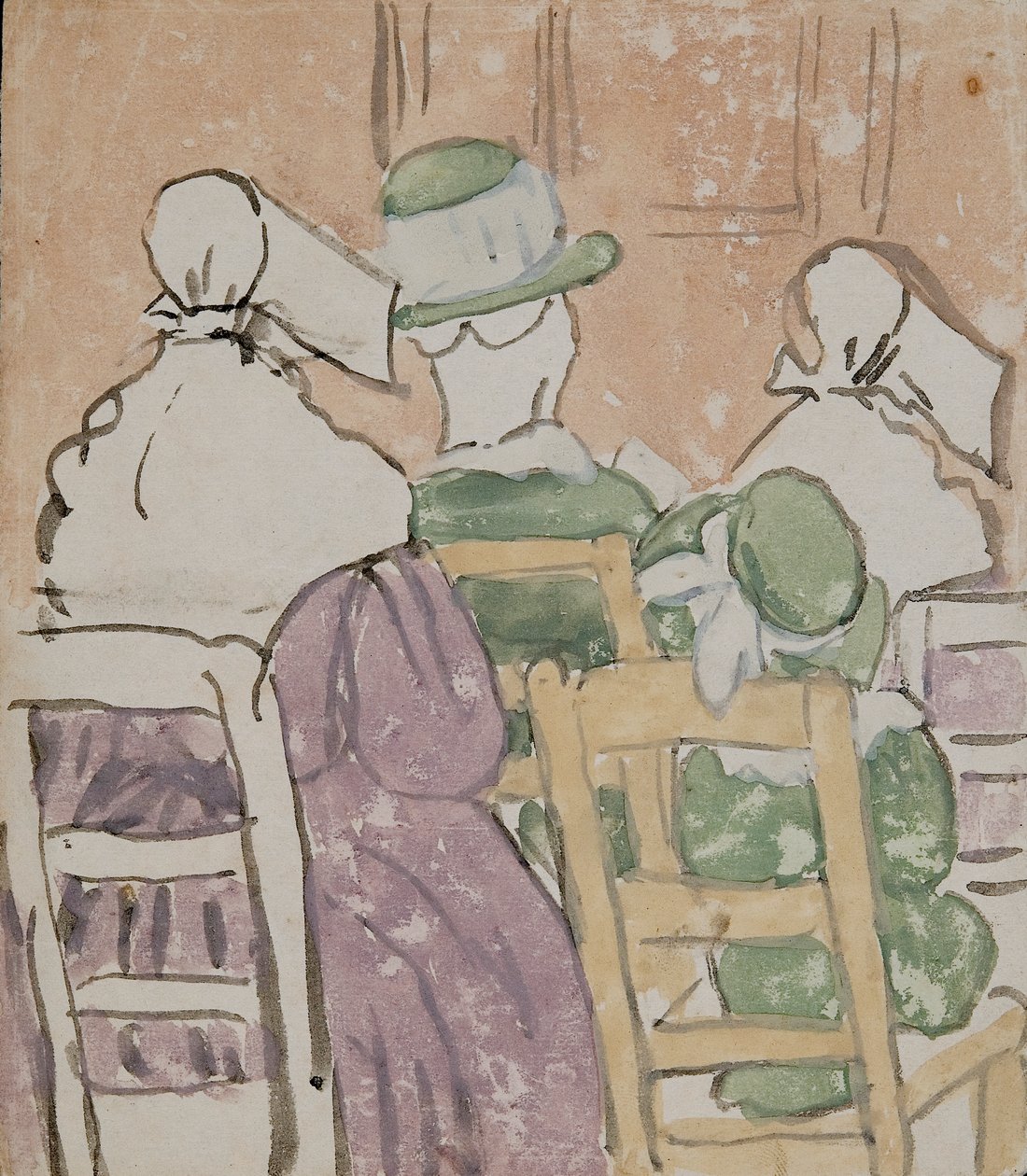 Figurer i kirke (akvarell på papir) av Gwen John